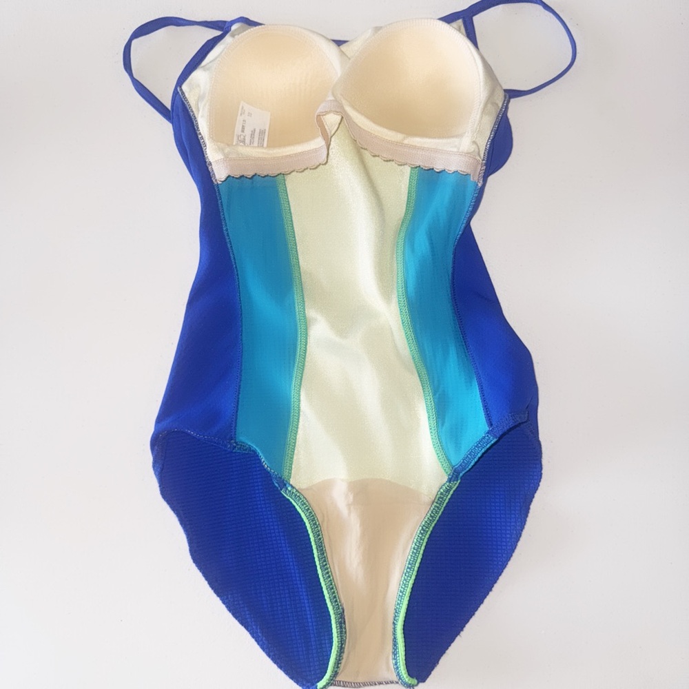 Vintage Maillot Batten Body ID color block one piece swimsuit Size 10 - Picture 3 of 4
